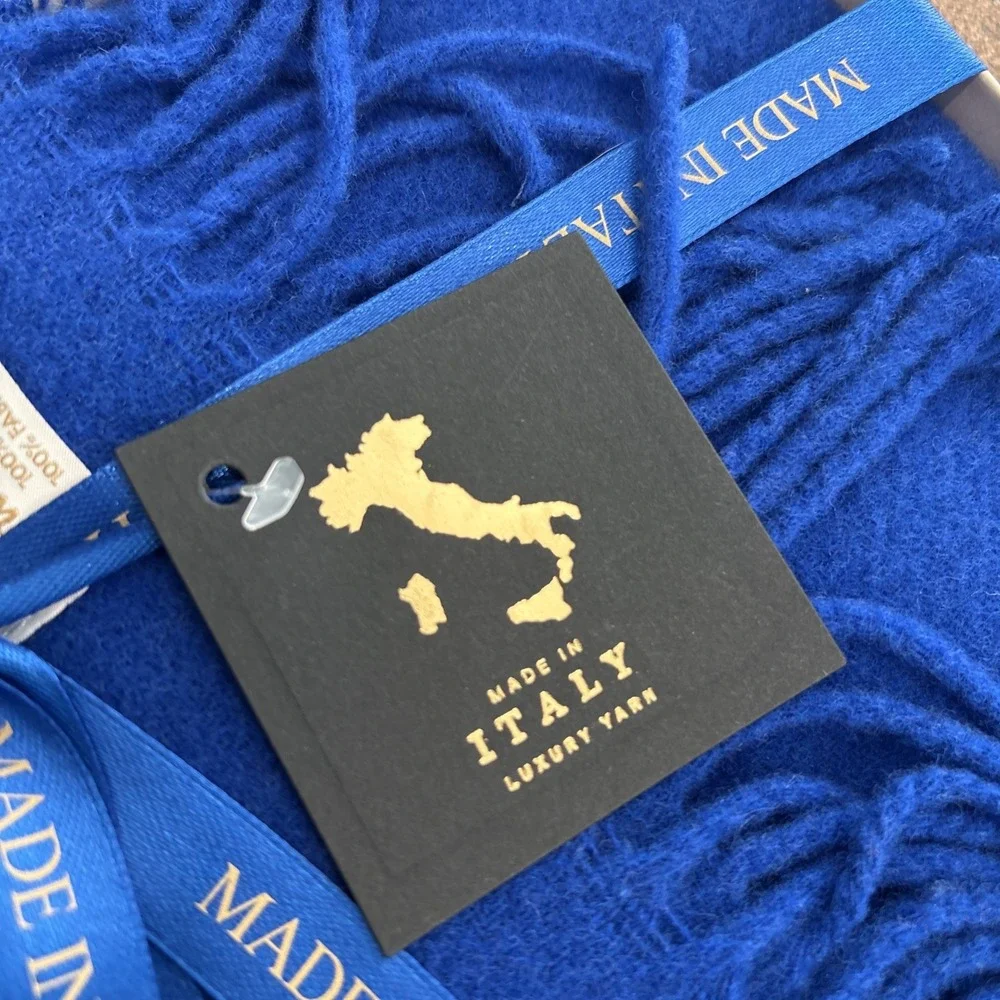NWT Boxed Christie Chiti Pure Wool Men's Scarf Made In Italy Blue GIFT